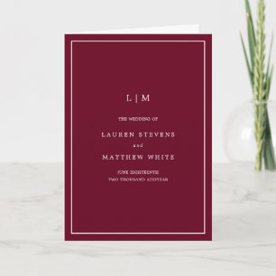 Lauren Burgundy Monogram Elegant Wedding Programme