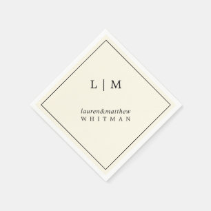 Lauren Cream Monogram Elegant Wedding Napkin