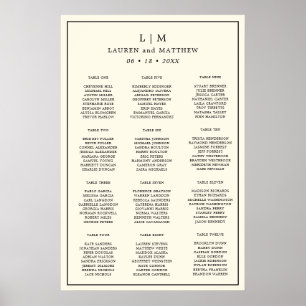 Lauren Cream Monogram Elegant Wedding Poster