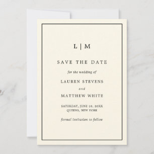 Lauren Cream Monogram Elegant Wedding Save The Date