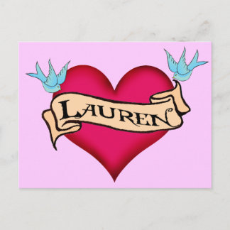 Lauren - Custom Heart Tattoo T-shirts & Gifts Postcard