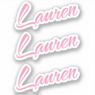 Lauren Decorative Name in Pink x3 Sticker