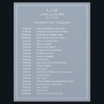 Lauren Dusty Blue Monogram Elegant Wedding<br><div class="desc">Simple Wedding Timeline featuring a modern yet elegant design with your two letter monogram at the top and your details surrounded by a thin border. All text is in white over a dusty blue background and may be changed to any colours you wish by clicking the "customise" button. A chic...</div>