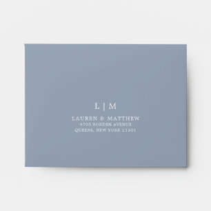 Lauren Dusty Blue Monogram Elegant Wedding Envelope