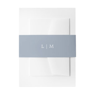 Lauren Dusty Blue Monogram Elegant Wedding Invitation Belly Band