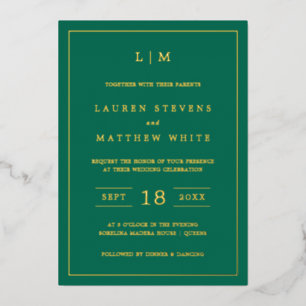 Lauren Emerald Green Monogram Elegant Wedding