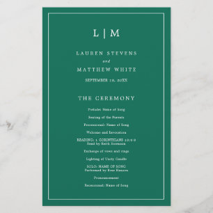 Lauren Emerald Green Monogram Elegant Wedding