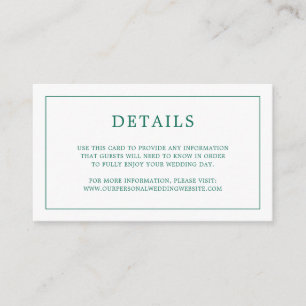 Lauren Emerald Green Monogram Elegant Wedding Enclosure Card