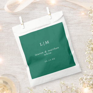 Lauren Emerald Green Monogram Elegant Wedding Favour Bags