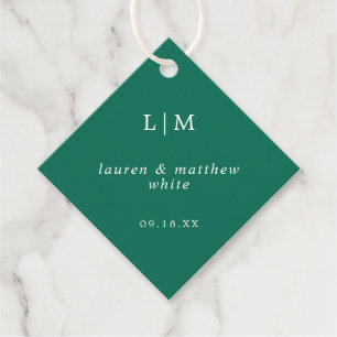 Lauren Emerald Green Monogram Elegant Wedding Favour Tags