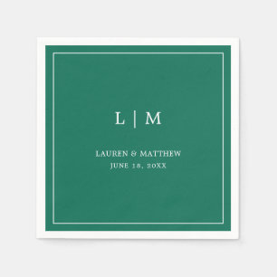 Lauren Emerald Green Monogram Elegant Wedding Napkin