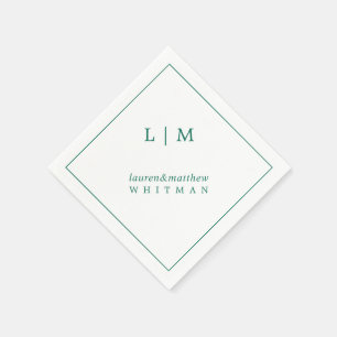 Lauren Emerald Green Monogram Elegant Wedding Napkin