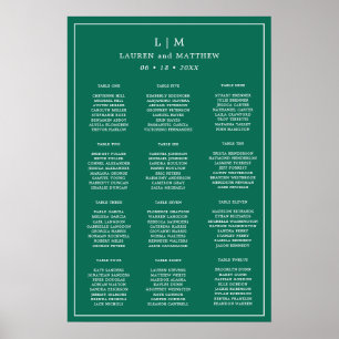 Lauren Emerald Green Monogram Elegant Wedding Poster
