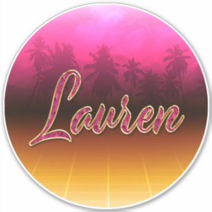 Lauren First Name Golden pink Sticker