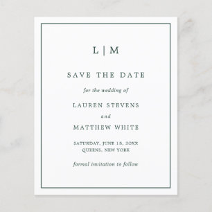 Lauren Forest Green Budget Wedding Save the Date