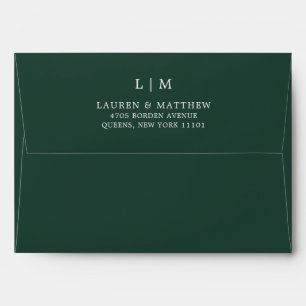 Lauren Forest Green Monogram Elegant Wedding Envelope