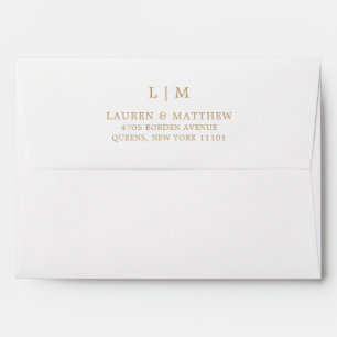 Lauren Gold Monogram Elegant Wedding Envelope