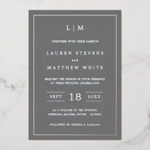 Lauren Grey Monogram Elegant Wedding