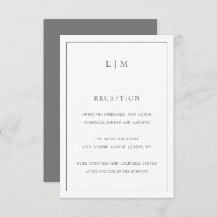 Lauren Grey Monogram Elegant Wedding Enclosure Card