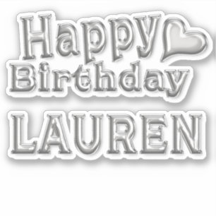 Lauren Happy Birthday silver sticker