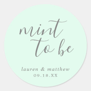 Lauren Mint Green Elegant Wedding Classic Round Sticker