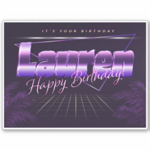 Lauren Name First name lila retro Sticker Birthday