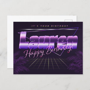 Lauren Name First name purple postcard birthday