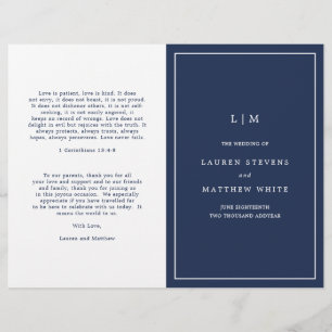 Lauren Navy Blue Monogram Elegant Wedding