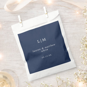 Lauren Navy Blue Monogram Elegant Wedding Favour Bags