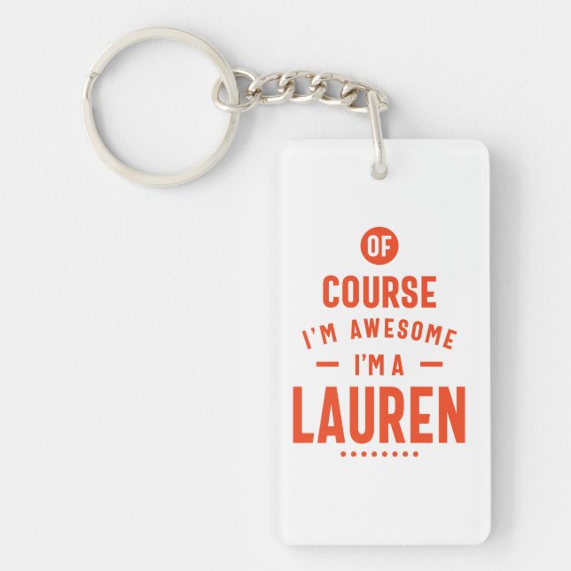 Lauren Personalised Name Birthday Gift Key Ring (Front)