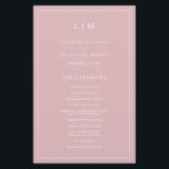 Lauren Pink Monogram Elegant Wedding<br><div class="desc">Simple Wedding Program featuring a modern yet elegant design with your two letter monogram at the top and your details surrounded by a thin border. All text is in white over a dusty rose pink background and may be changed in the design editing tool. The front has your order of...</div>