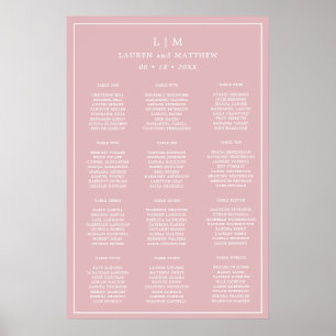 Lauren Pink Monogram Elegant Wedding Poster
