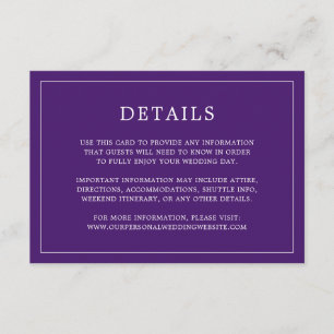 Lauren Purple Monogram Elegant Wedding Enclosure Card