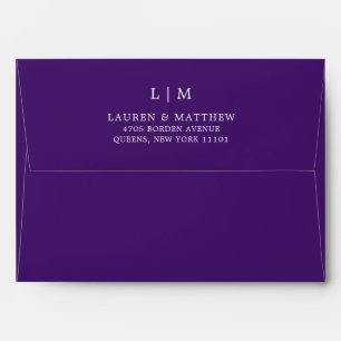 Lauren Purple Monogram Elegant Wedding Envelope