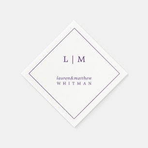 Lauren Purple Monogram Elegant Wedding Napkin