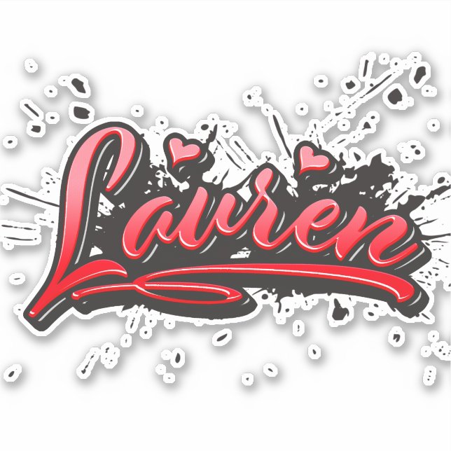 Lauren red Heart Graffiti Sticker (Front)
