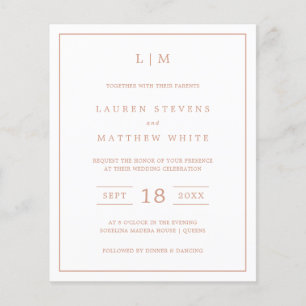 Lauren Rose Gold Elegant Budget Wedding Invitation