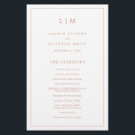 Lauren Rose Gold Monogram Elegant Wedding<br><div class="desc">Simple Wedding Program featuring a modern yet elegant design with your two letter monogram at the top and your details surrounded by a thin border. All text is in faux rose gold pink over a white background and may be changed in the design editing tool. The front has your order...</div>