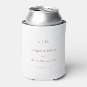 Lauren Rose Gold Monogram Elegant Wedding Can Cooler