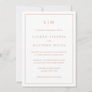Lauren Rose Gold Monogram Elegant Wedding Invitation