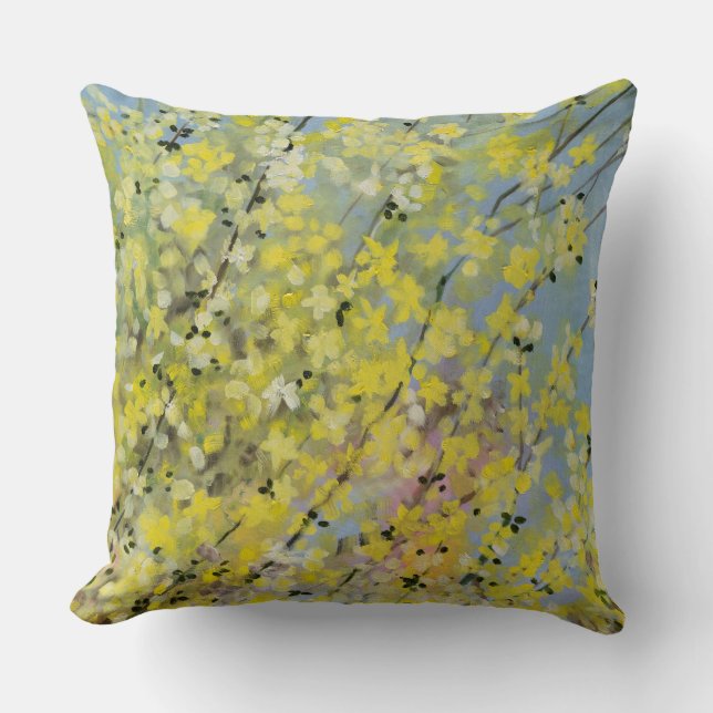 Lauren Rosenberg Original Blooming Forsythia  Cushion (Front)