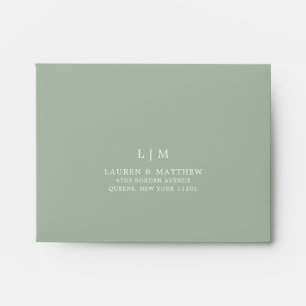 Lauren Sage Green Monogram Elegant Wedding Envelope