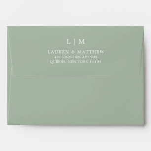 Lauren Sage Green Monogram Elegant Wedding Envelope