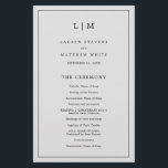 Lauren Silver Monogram Elegant Wedding<br><div class="desc">Simple Wedding Program featuring a modern yet elegant design with your two letter monogram at the top and your details surrounded by a thin border. All text is in black over a light grey background and may be changed in the design editing tool. The front has your order of ceremony...</div>