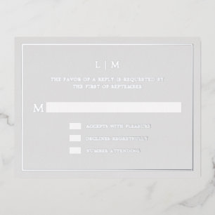 Lauren Silver Monogram Elegant Wedding Foil Invitation Postcard