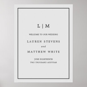 Lauren Silver Monogram Elegant Wedding Poster