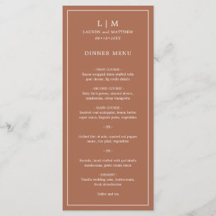 Lauren Terracotta Monogram Elegant Wedding Menu