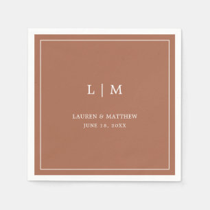 Lauren Terracotta Monogram Elegant Wedding Napkin