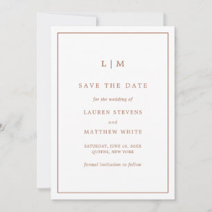 Lauren Terracotta Monogram Elegant Wedding Save The Date
