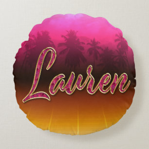 Lauren Vorname Name golden pink Kissen Round Cushion